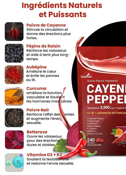 Complément alimentaire en gélules de poivre de Cayenne