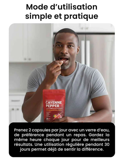 Complément alimentaire en gélules de poivre de Cayenne